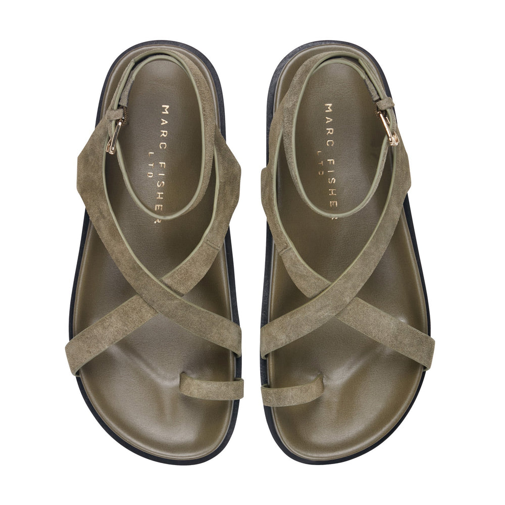 Bevy Footbed Leather Sandal - Green Suede / Marc Fisher For Sale