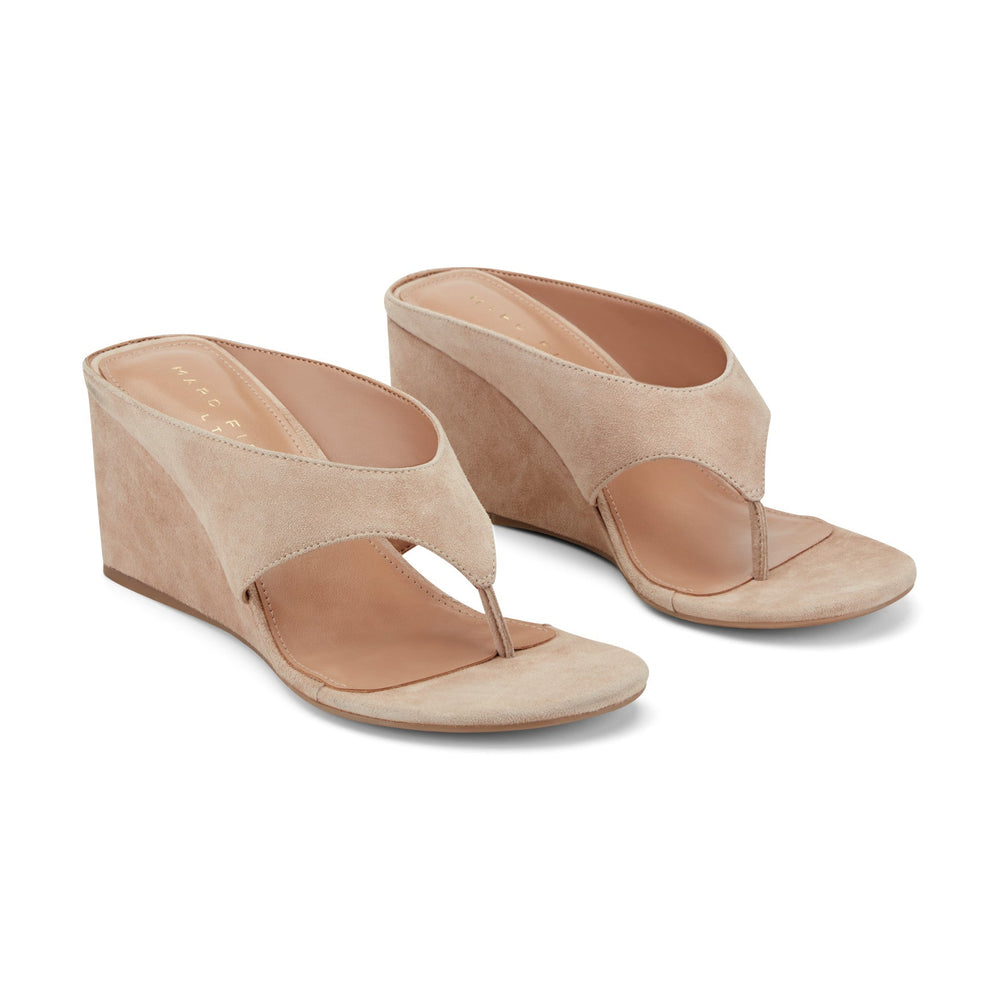 Udena Wedge Thong Sandal - Light Tan Suede / Marc Fisher Sale