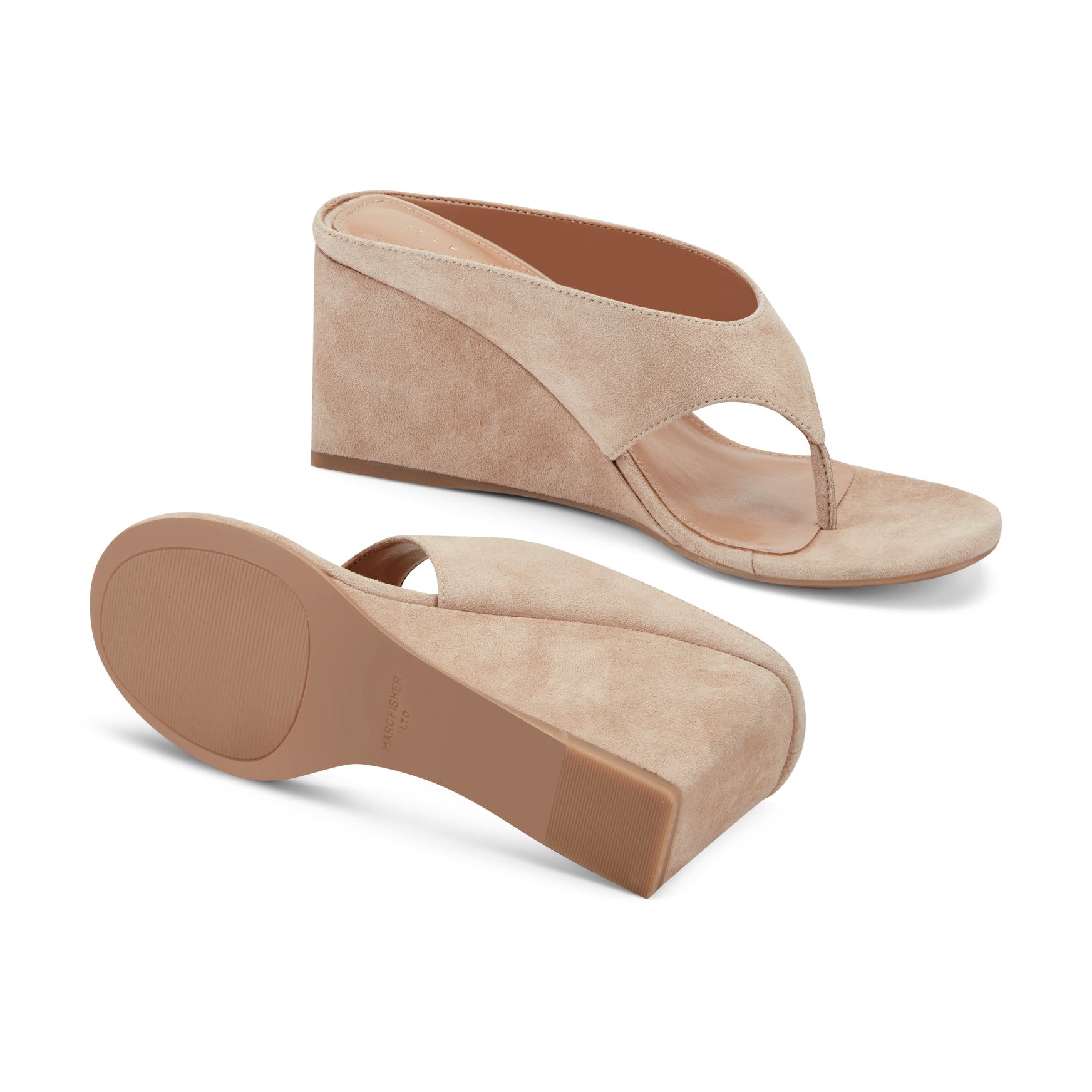 Udena Wedge Thong Sandal - Light Tan Suede / Marc Fisher Sale