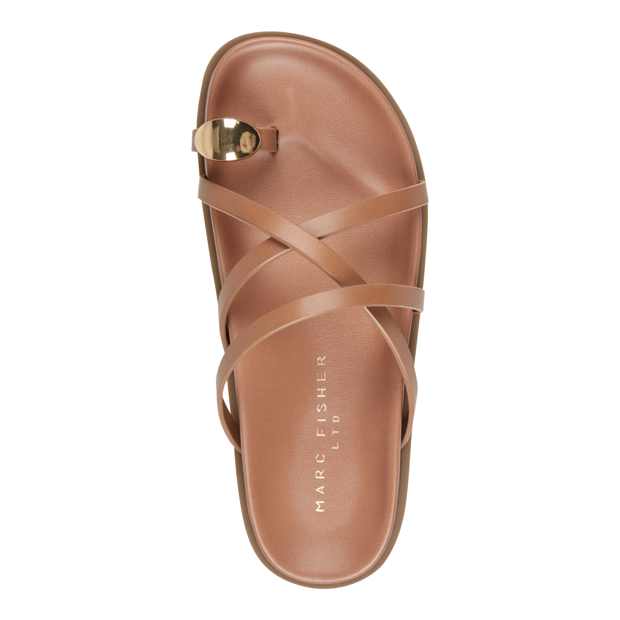 Braidey Strappy Flat Leather Sandal - Natural Leather / Marc Fisher Outlet