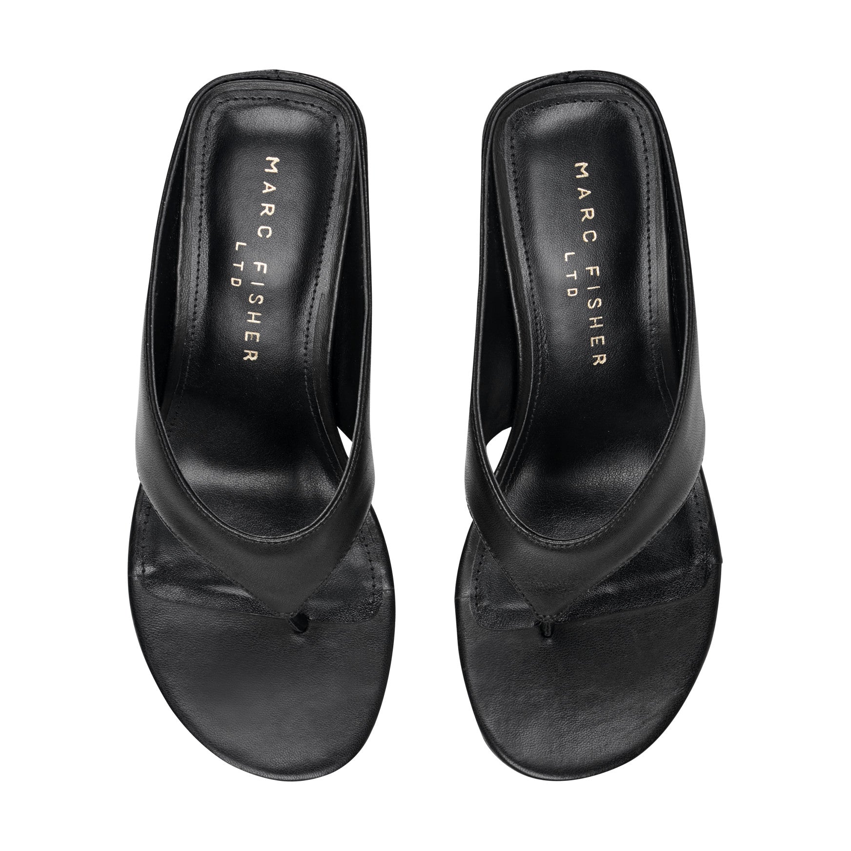 Udena Wedge Thong Sandal - Black Leather / Marc Fisher On Sale