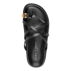 Braidey Strappy Flat Leather Sandal - Black Leather / Marc Fisher Online