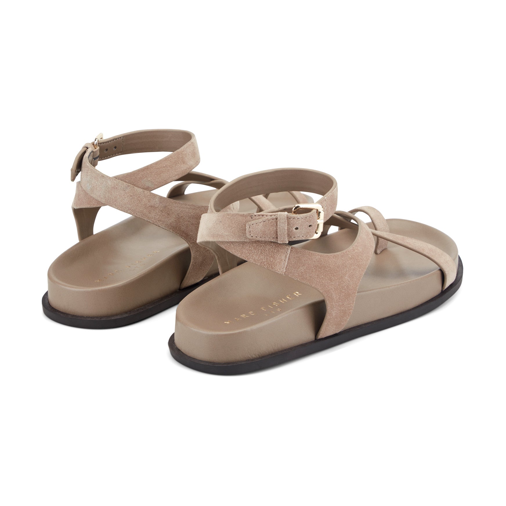 Bevy Footbed Leather Sandal - Taupe Suede / Marc Fisher For Sale