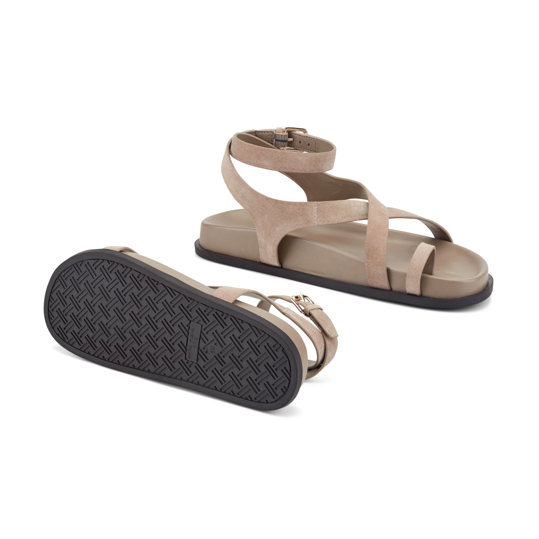 Bevy Footbed Leather Sandal - Taupe Suede / Marc Fisher For Sale