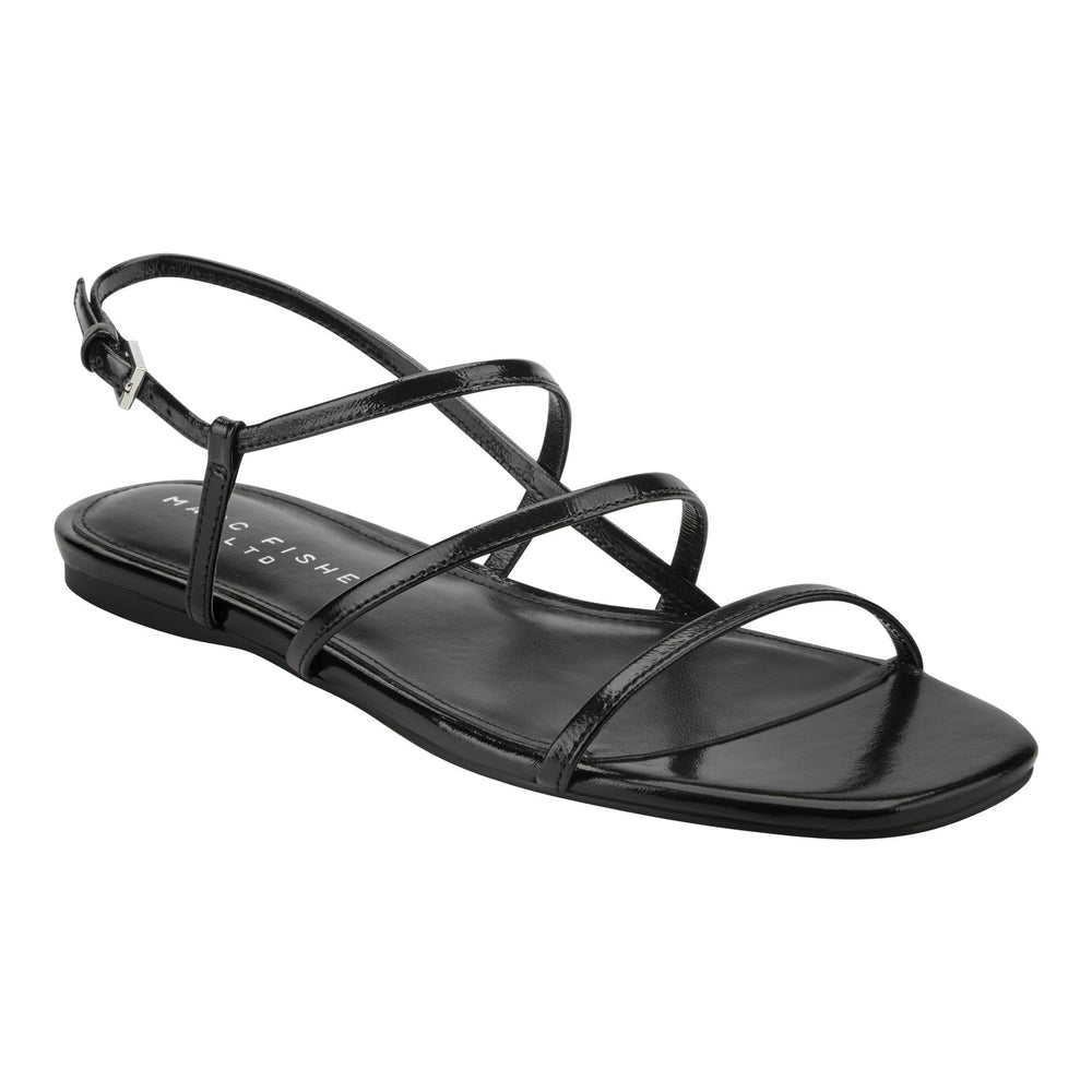 Elysha Leather Flat Sandal - Black Leather / Marc Fisher Sale