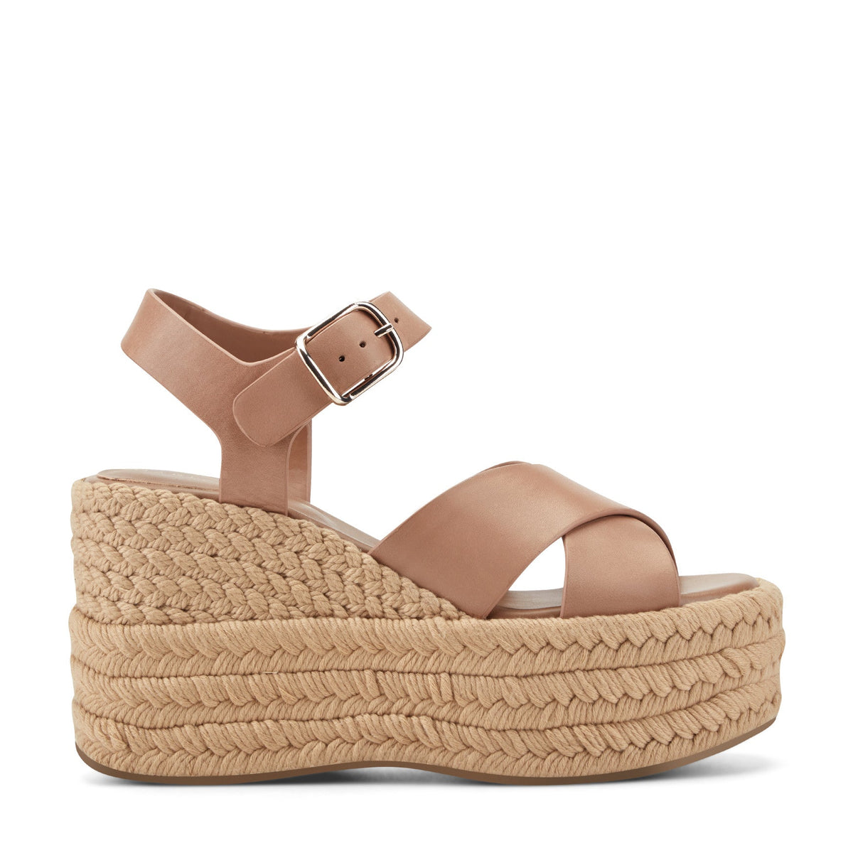 Pasion Espadrille Wedge Sandal - Brown Leather / Marc Fisher Outlet