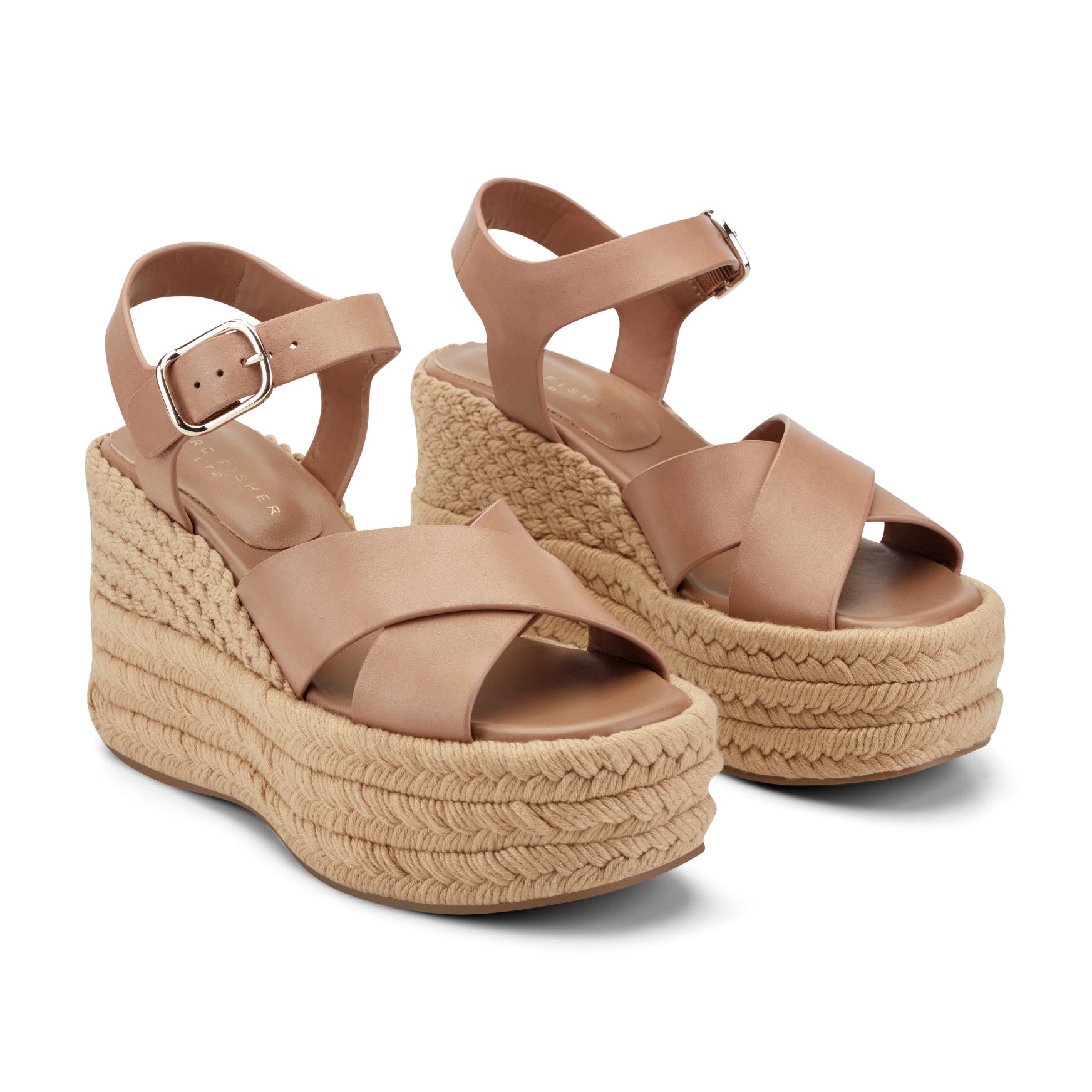 Pasion Espadrille Wedge Sandal - Brown Leather / Marc Fisher Outlet