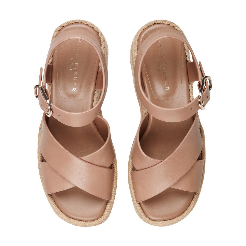 Pasion Espadrille Wedge Sandal - Brown Leather / Marc Fisher Outlet