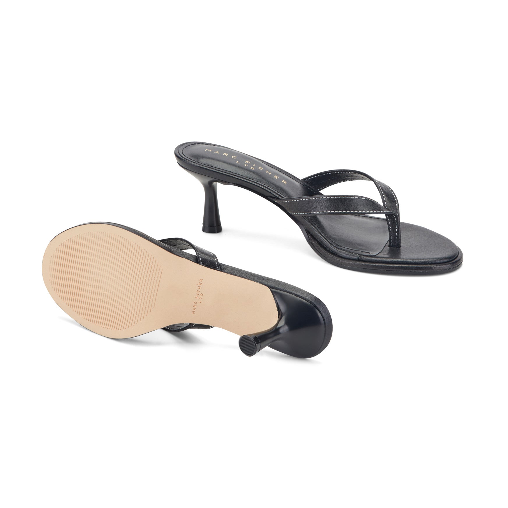 Antonia Leather Thong Sandal - Black Leather / Marc Fisher On Sale