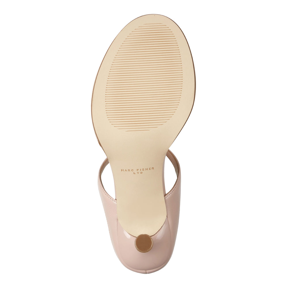 Alonde Leather Heeled Slide Sandal - Light Natural Patent Leather / Marc Fisher Sale