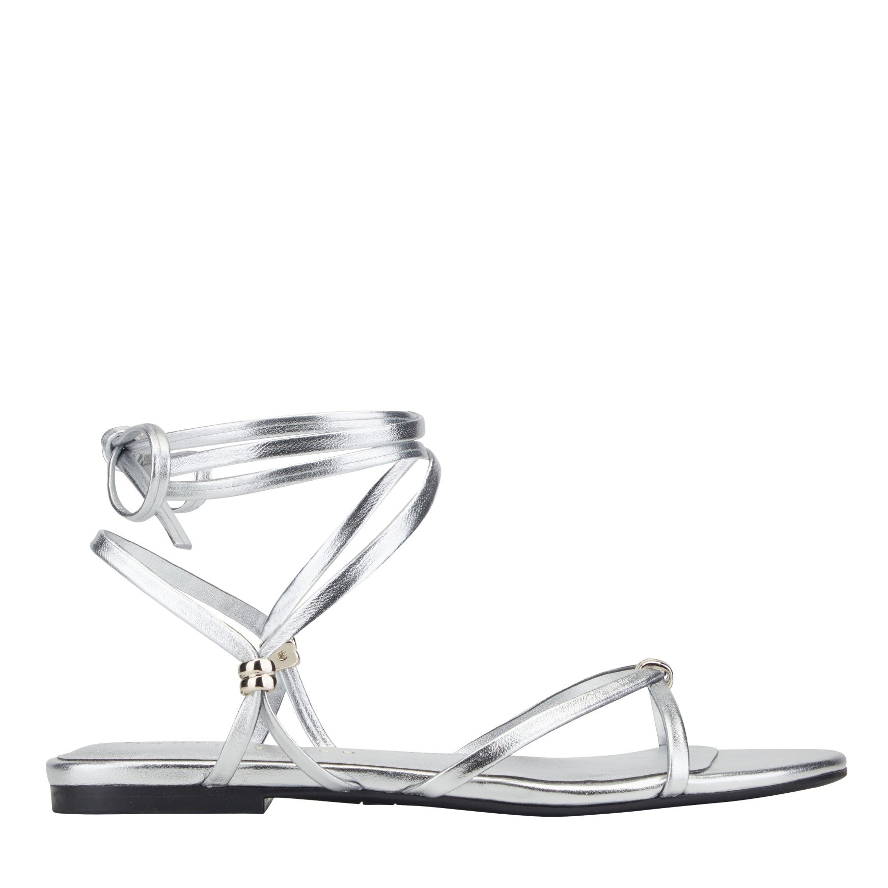 Este Ankle Wrap Leather Sandal - Silver Leather / Marc Fisher Outlet