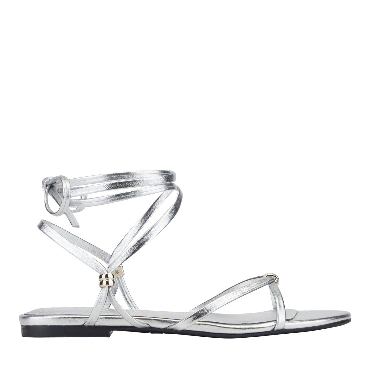 Este Ankle Wrap Leather Sandal - Silver Leather / Marc Fisher Outlet