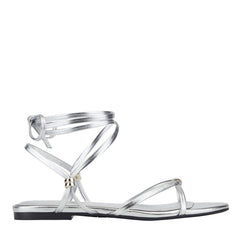 Este Ankle Wrap Leather Sandal - Silver Leather / Marc Fisher Outlet