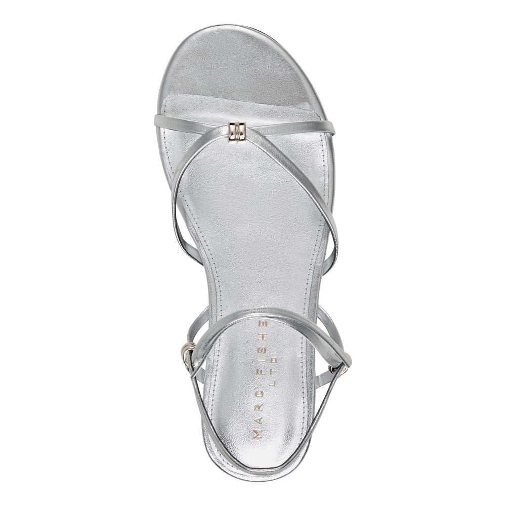 Este Ankle Wrap Leather Sandal - Silver Leather / Marc Fisher Outlet