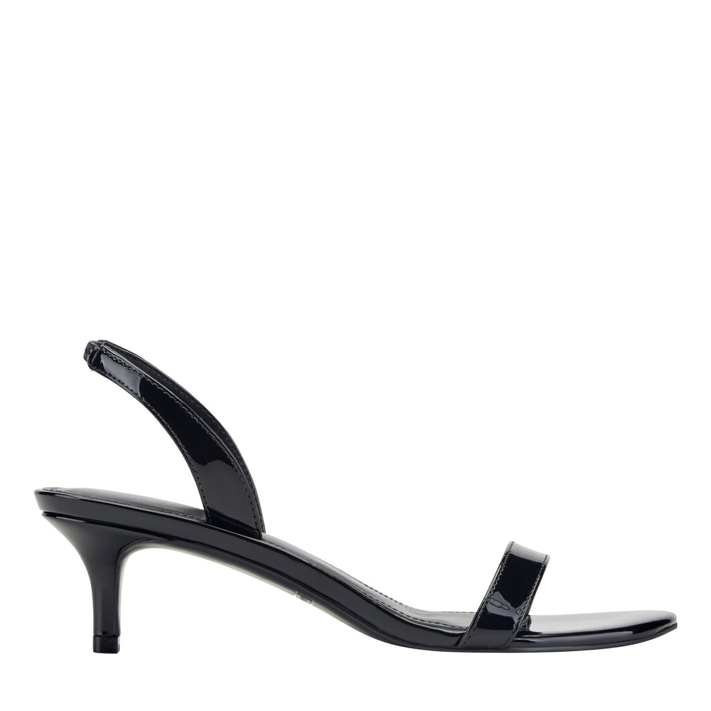 Salla Slingback Kitten Heel Sandal - Black Patent / Marc Fisher US