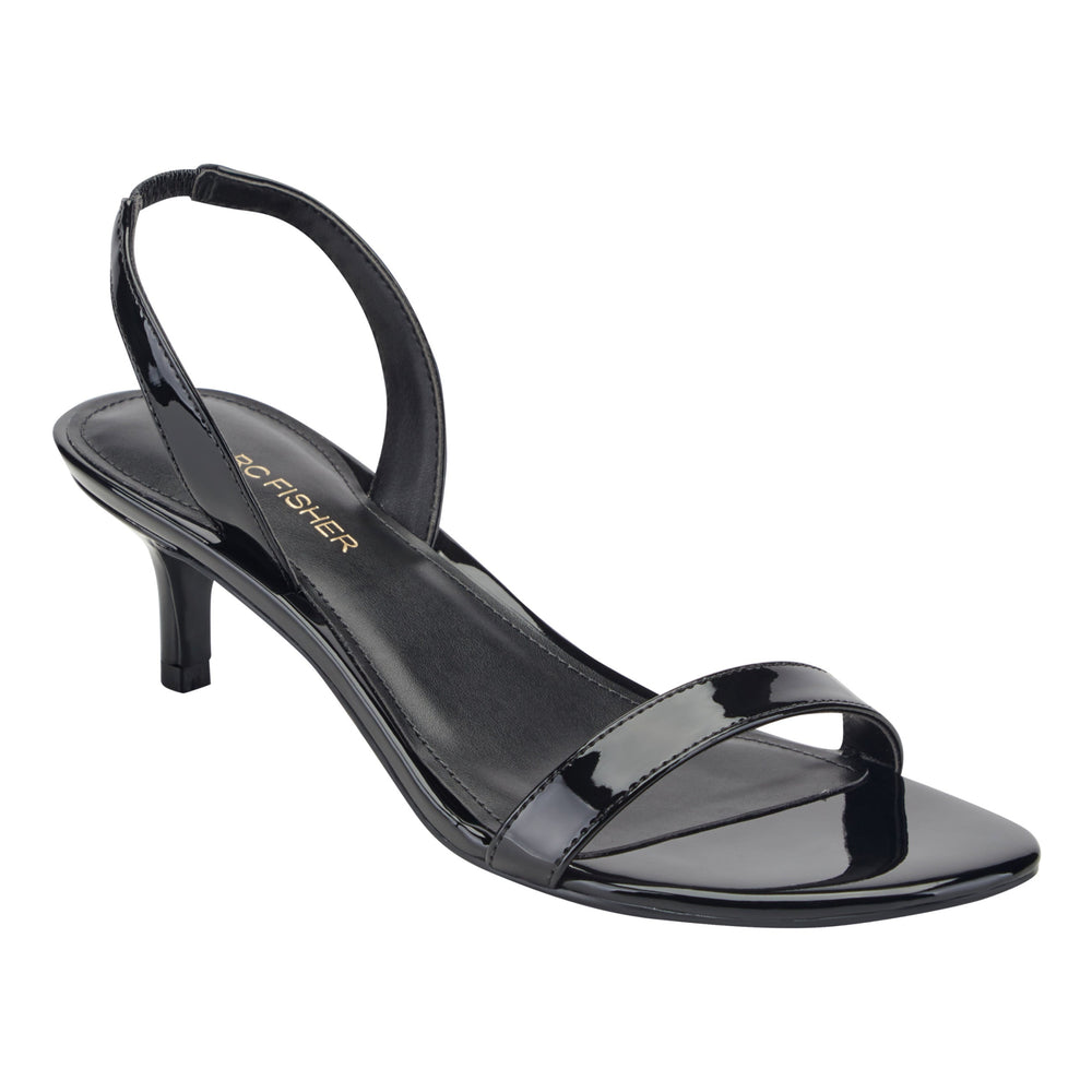 Salla Slingback Kitten Heel Sandal - Black Patent / Marc Fisher US
