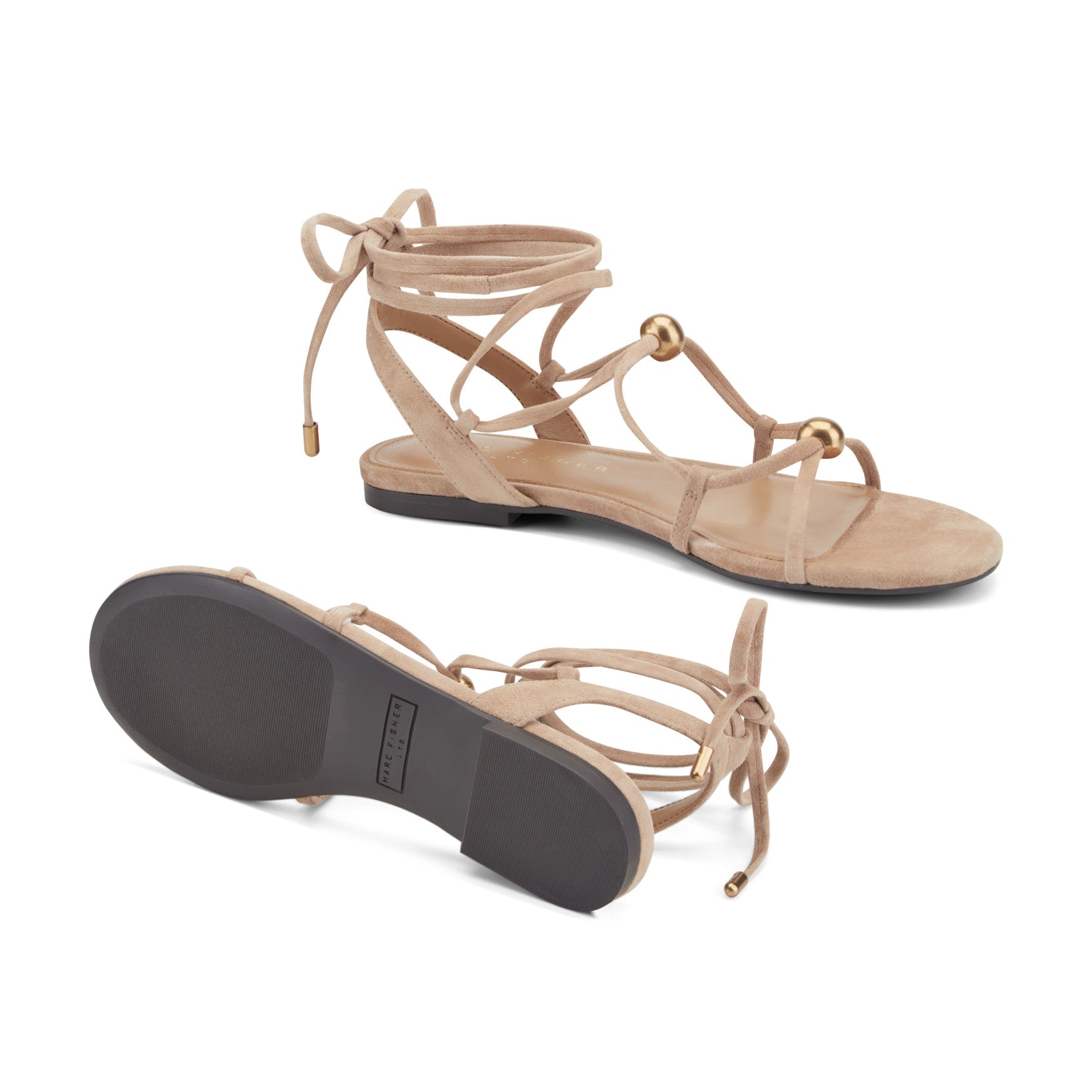 Ellan Ankle Wrap Leather Sandal - Natural Suede / Marc Fisher Discount