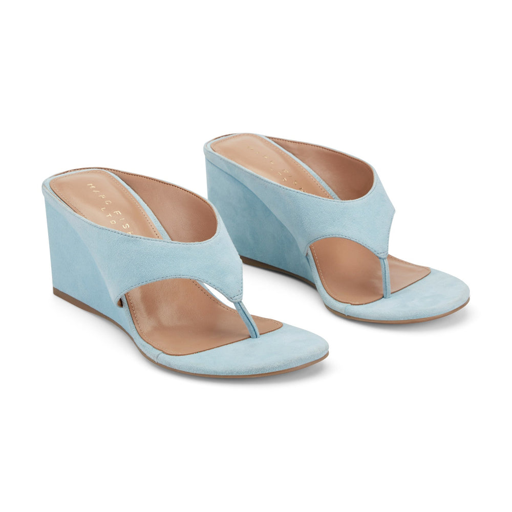 Udena Wedge Thong Sandal - Light Blue Suede / Marc Fisher Online