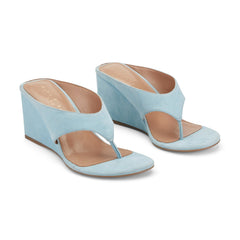 Udena Wedge Thong Sandal - Light Blue Suede / Marc Fisher Online