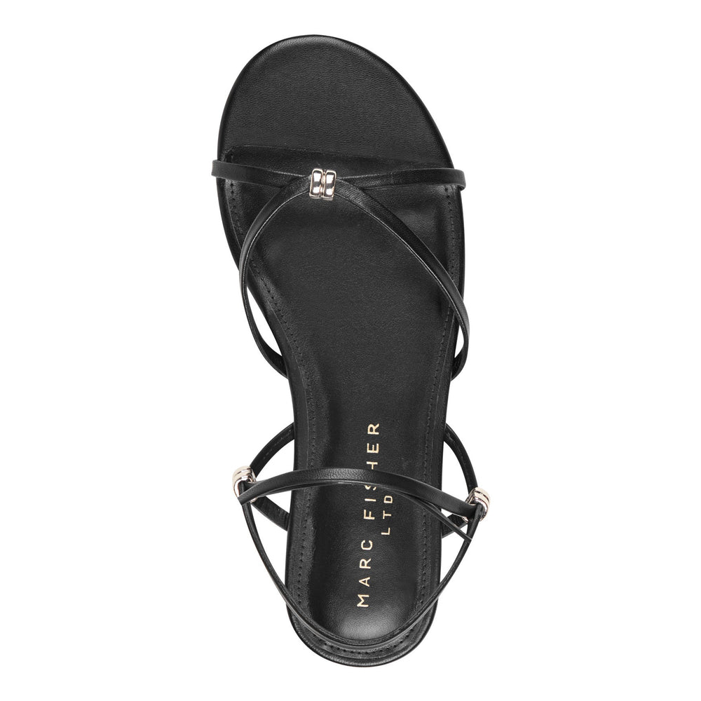 Este Ankle Wrap Leather Sandal - Black Leather / Marc Fisher Sale
