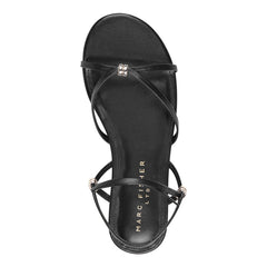 Este Ankle Wrap Leather Sandal - Black Leather / Marc Fisher Sale