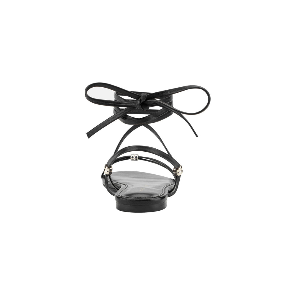 Este Ankle Wrap Leather Sandal - Black Leather / Marc Fisher Sale
