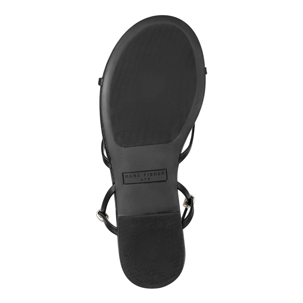 Este Ankle Wrap Leather Sandal - Black Leather / Marc Fisher Sale