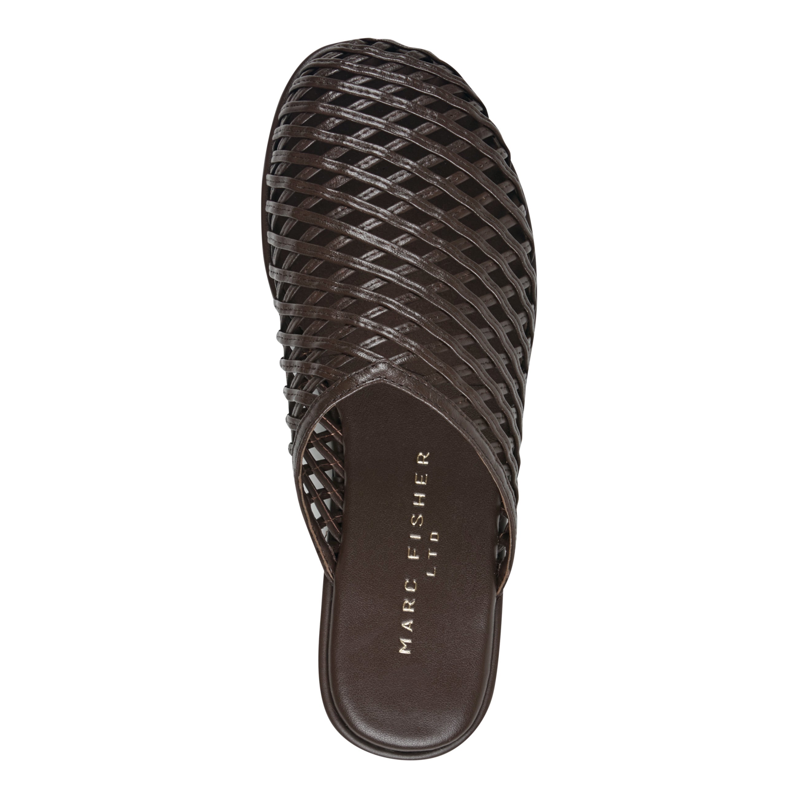 Lynzi Woven Leather Mule - Dark Brown Leather / Marc Fisher For Sale