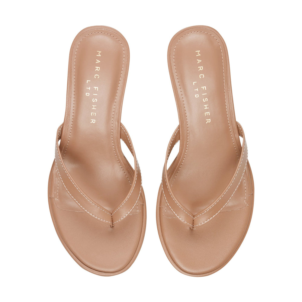 Antonia Leather Thong Sandal - Natural Leather / Marc Fisher Outlet
