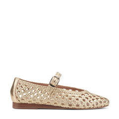 Evonna Woven Leather Mary Jane Ballet Flat - Gold Leather / Marc Fisher US