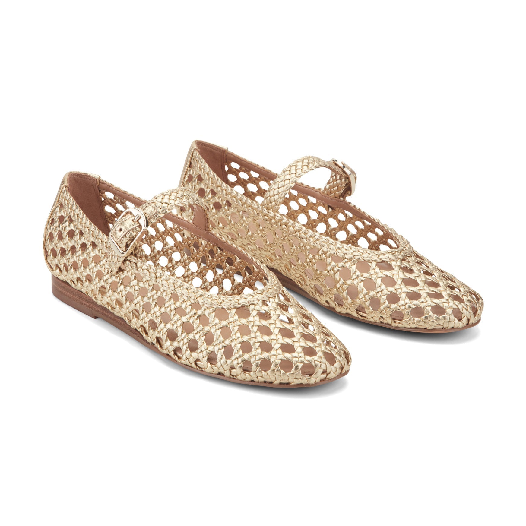 Evonna Woven Leather Mary Jane Ballet Flat - Gold Leather / Marc Fisher US