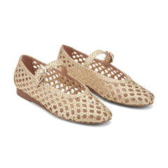 Evonna Woven Leather Mary Jane Ballet Flat - Gold Leather / Marc Fisher US