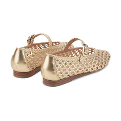 Evonna Woven Leather Mary Jane Ballet Flat - Gold Leather / Marc Fisher US