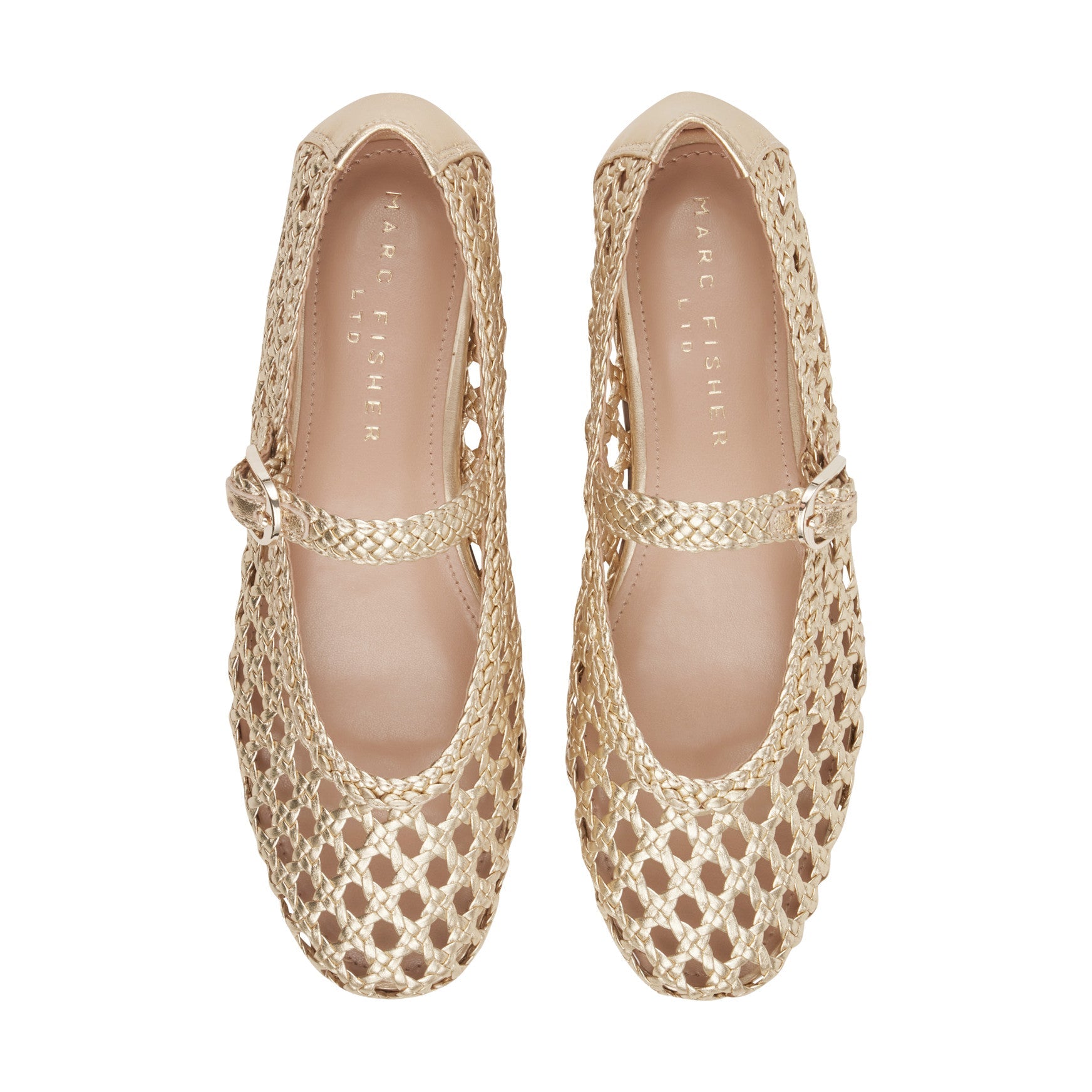 Evonna Woven Leather Mary Jane Ballet Flat - Gold Leather / Marc Fisher US