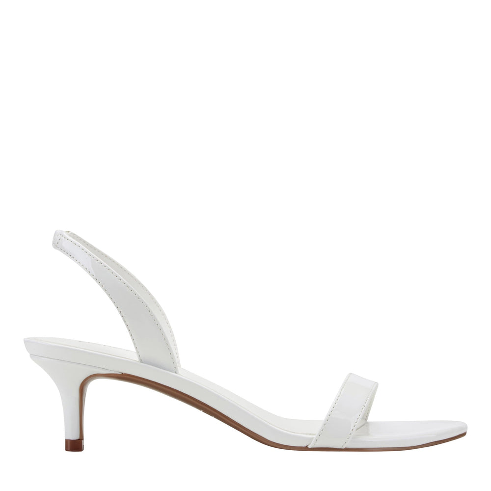 Salla Slingback Kitten Heel Sandal - White Patent / Marc Fisher Discount