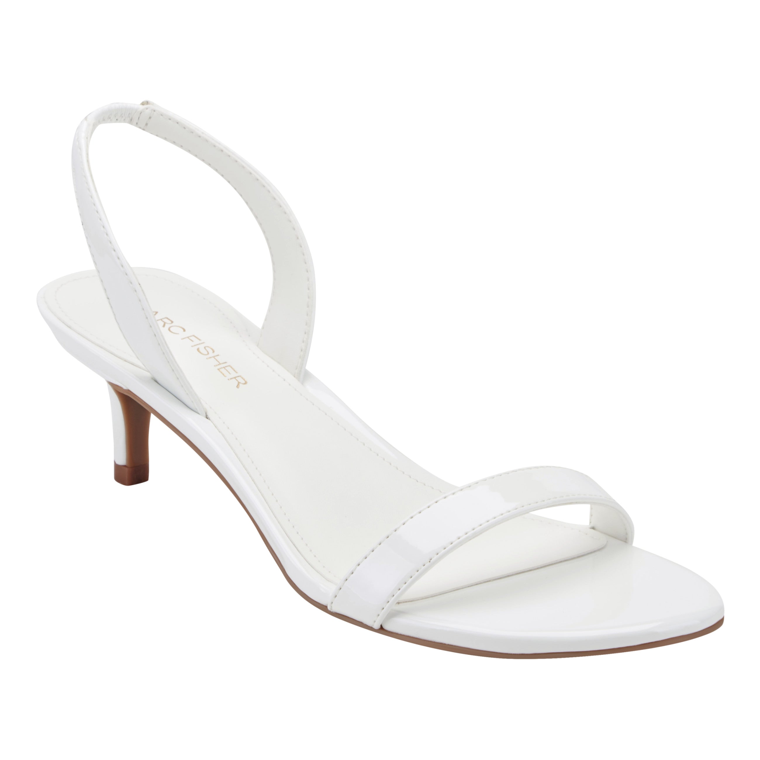 Salla Slingback Kitten Heel Sandal - White Patent / Marc Fisher Discount