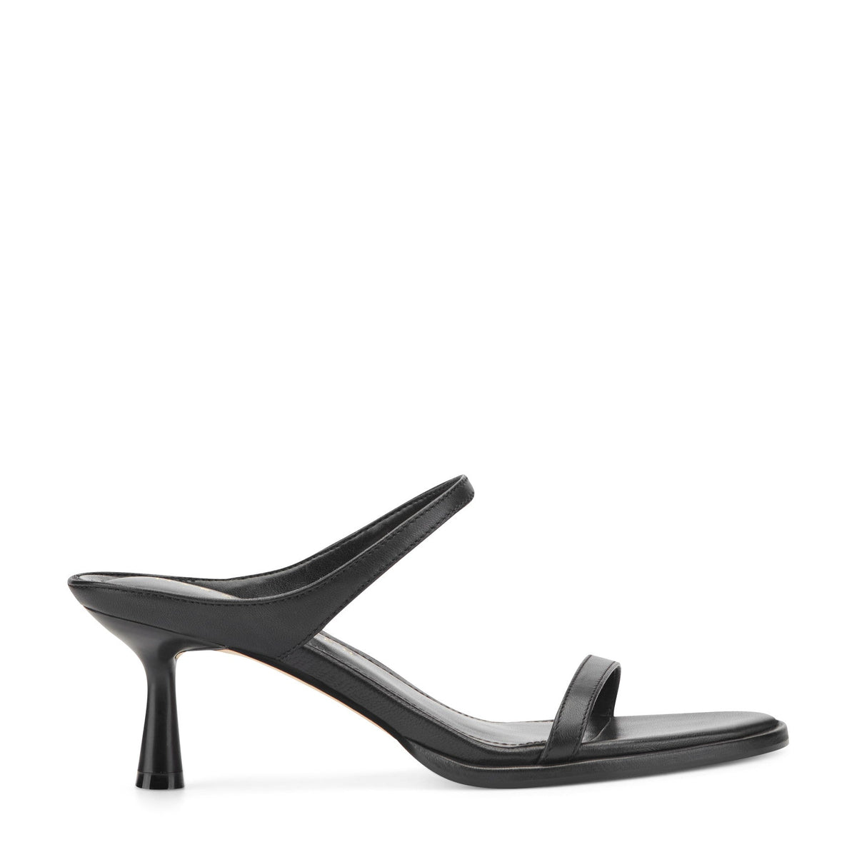 Alonde Leather Heeled Slide Sandal - Black Leather / Marc Fisher US