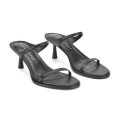Alonde Leather Heeled Slide Sandal - Black Leather / Marc Fisher US