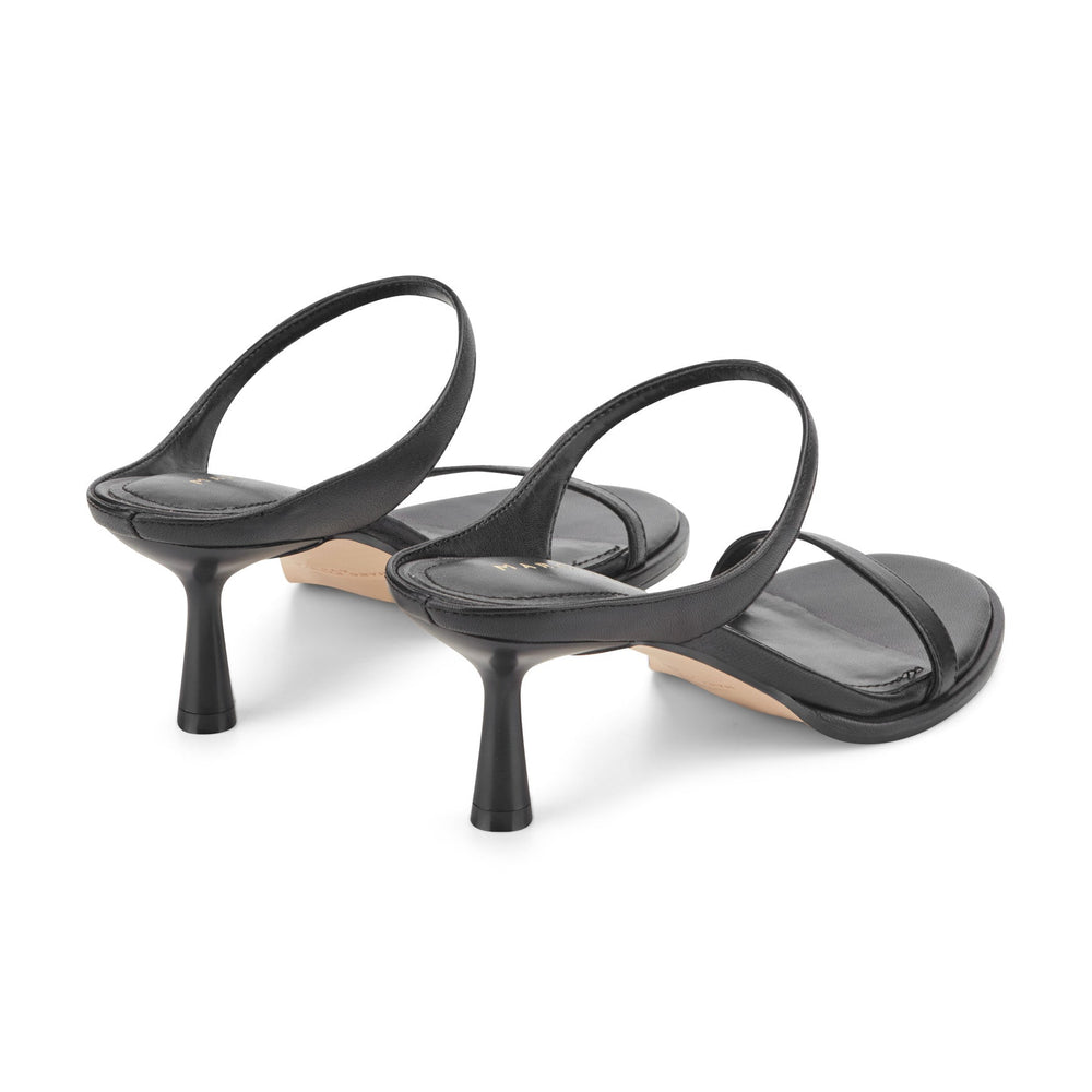 Alonde Leather Heeled Slide Sandal - Black Leather / Marc Fisher US