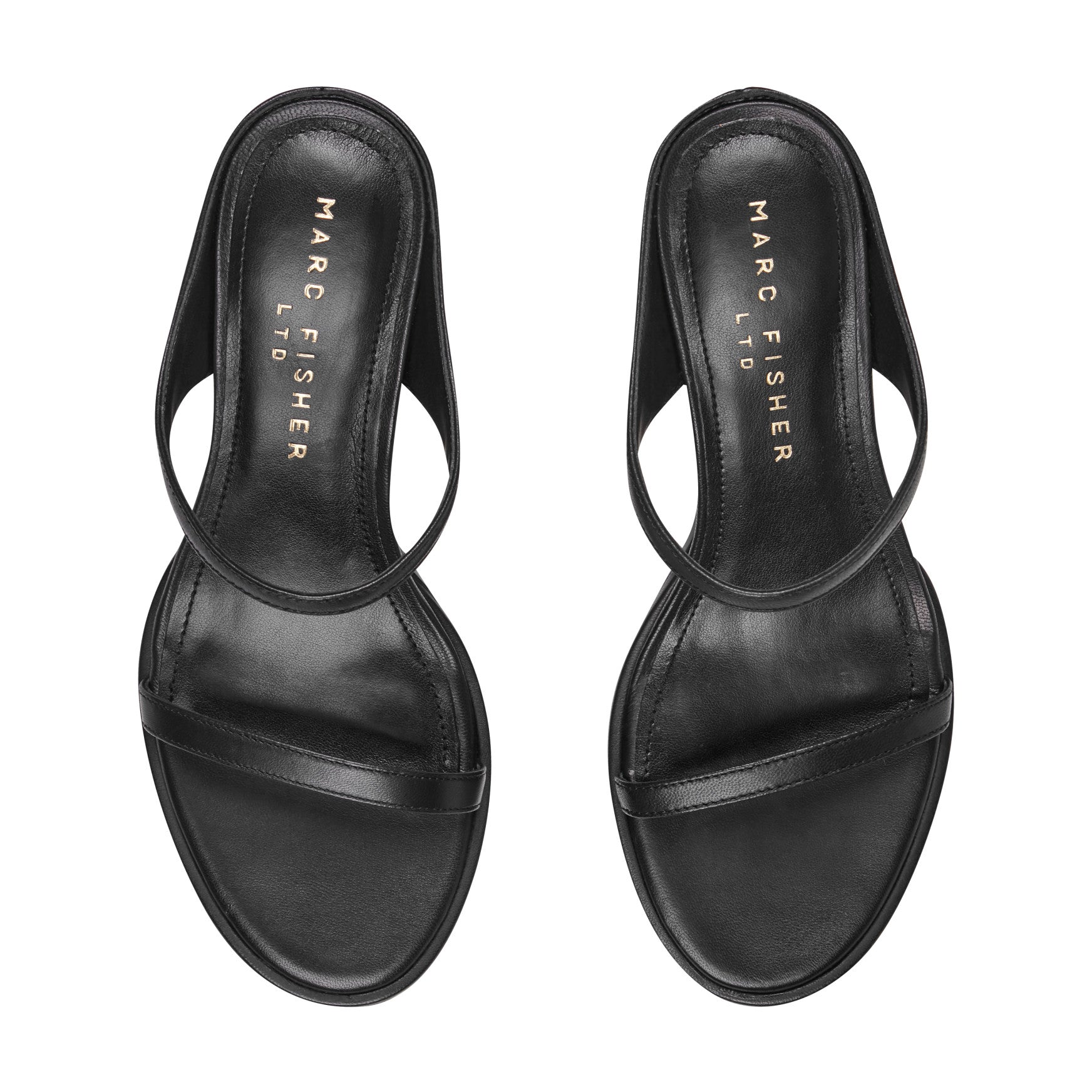 Alonde Leather Heeled Slide Sandal - Black Leather / Marc Fisher US