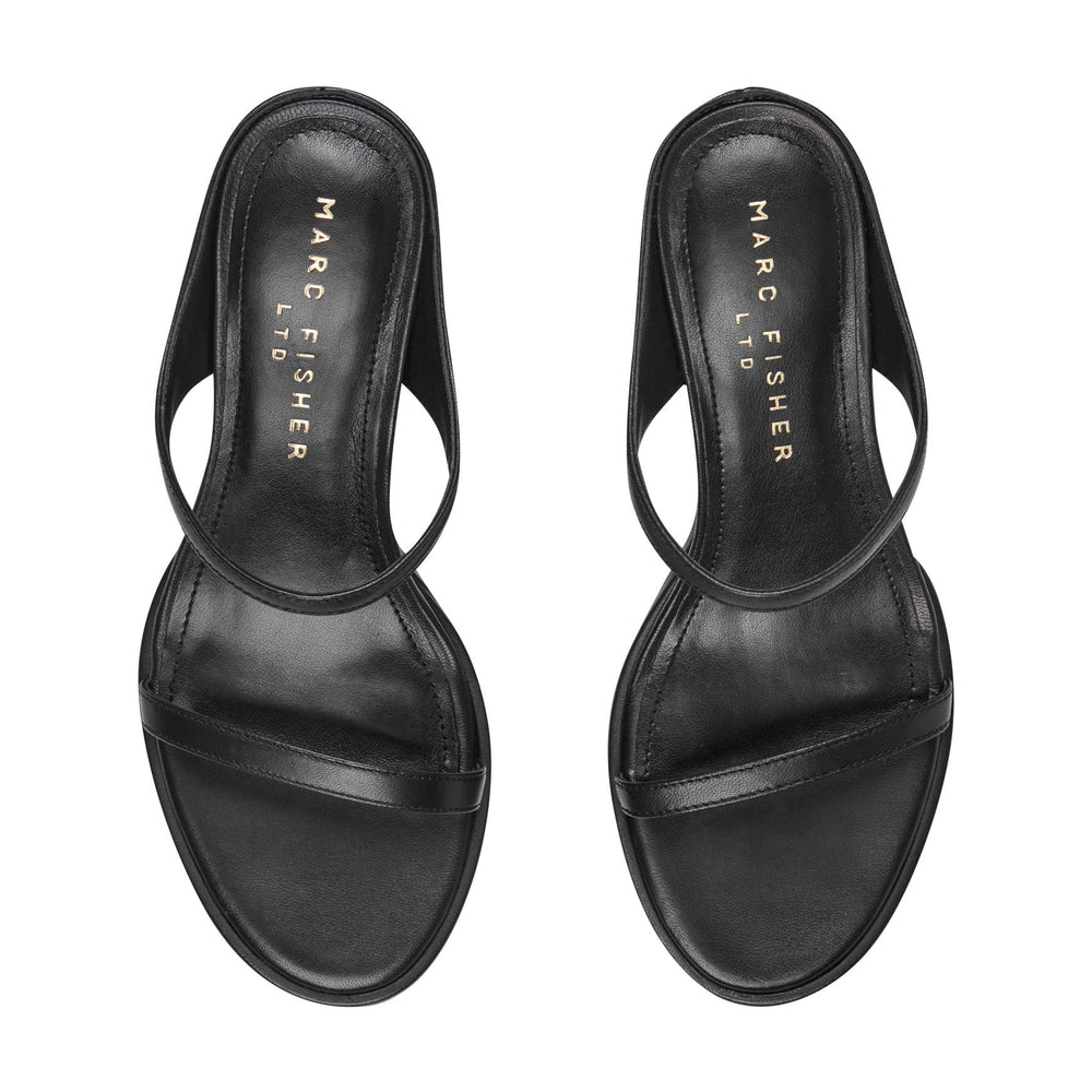 Alonde Leather Heeled Slide Sandal - Black Leather / Marc Fisher US