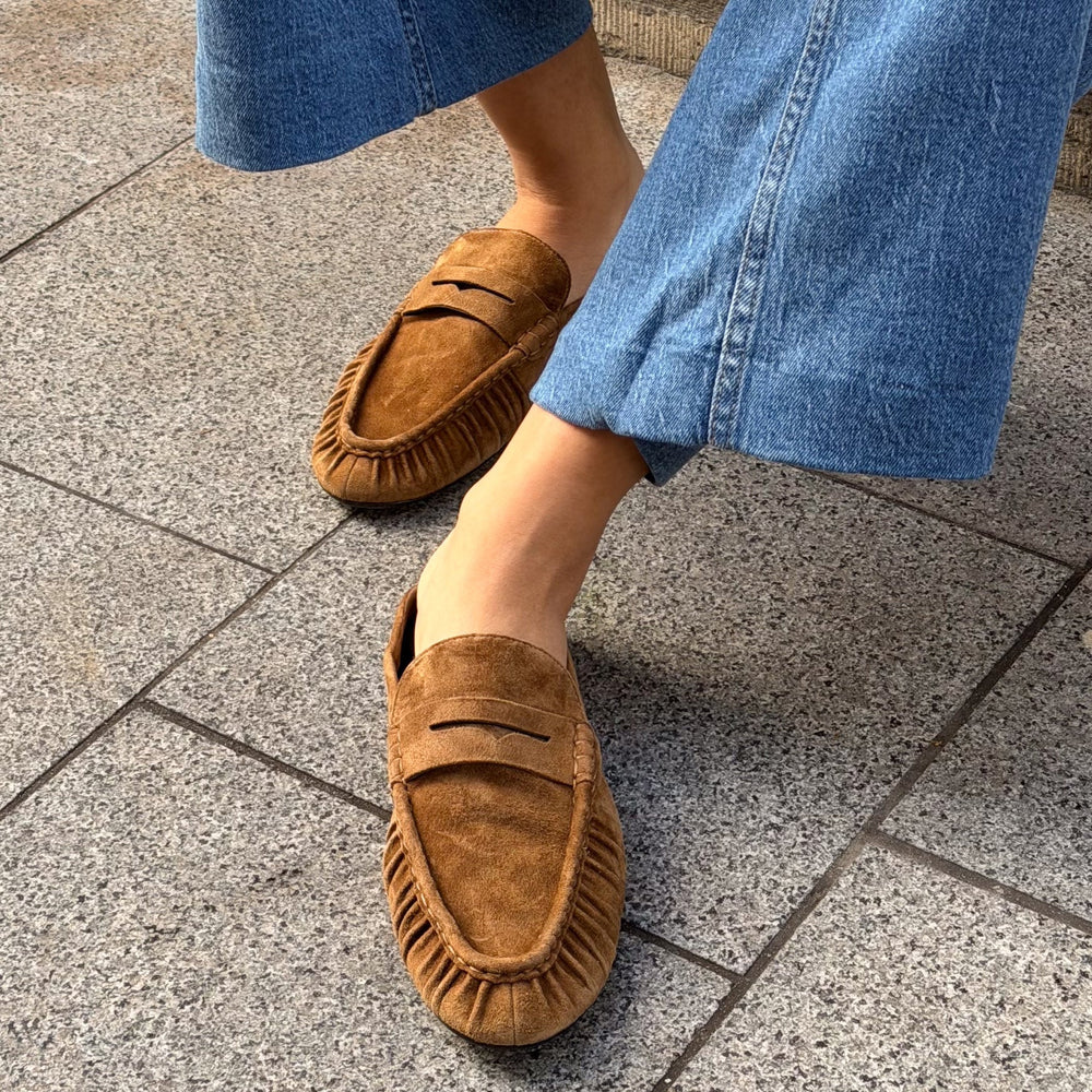 Jaynie Leather Mule Loafer - Dark Brown Suede / Marc Fisher Sale