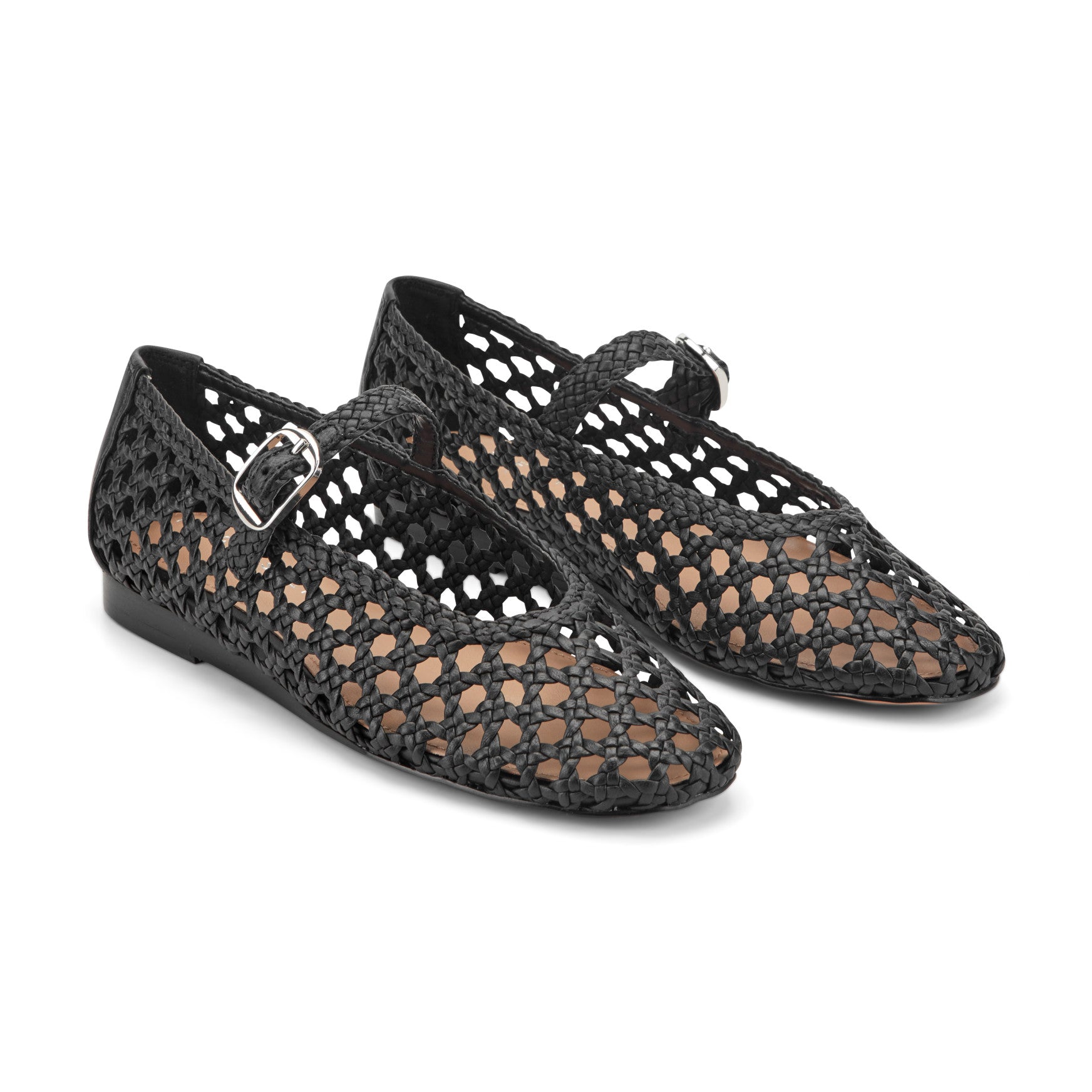 Evonna Woven Leather Mary Jane Ballet Flat - Black Leather / Marc Fisher Outlet