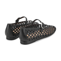Evonna Woven Leather Mary Jane Ballet Flat - Black Leather / Marc Fisher Outlet