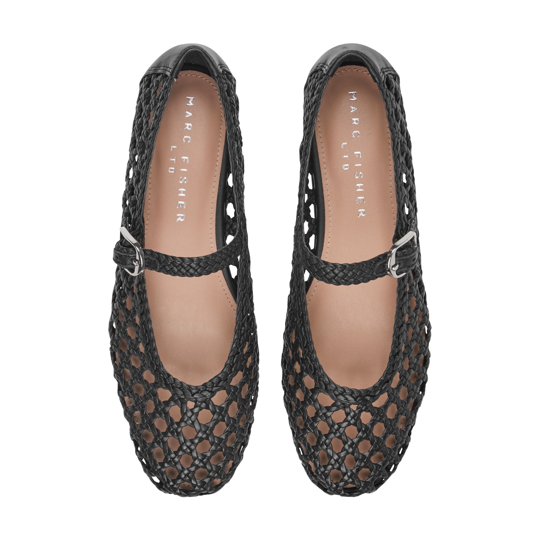 Evonna Woven Leather Mary Jane Ballet Flat - Black Leather / Marc Fisher Outlet