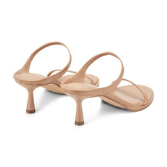 Alonde Leather Heeled Slide Sandal - Medium Natural Leather / Marc Fisher US