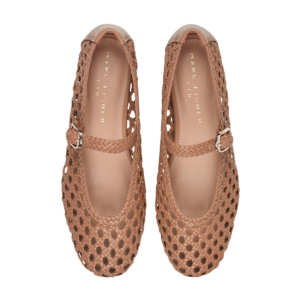 Evonna Woven Leather Mary Jane Ballet Flat - Natural Leather / Marc Fisher Discount