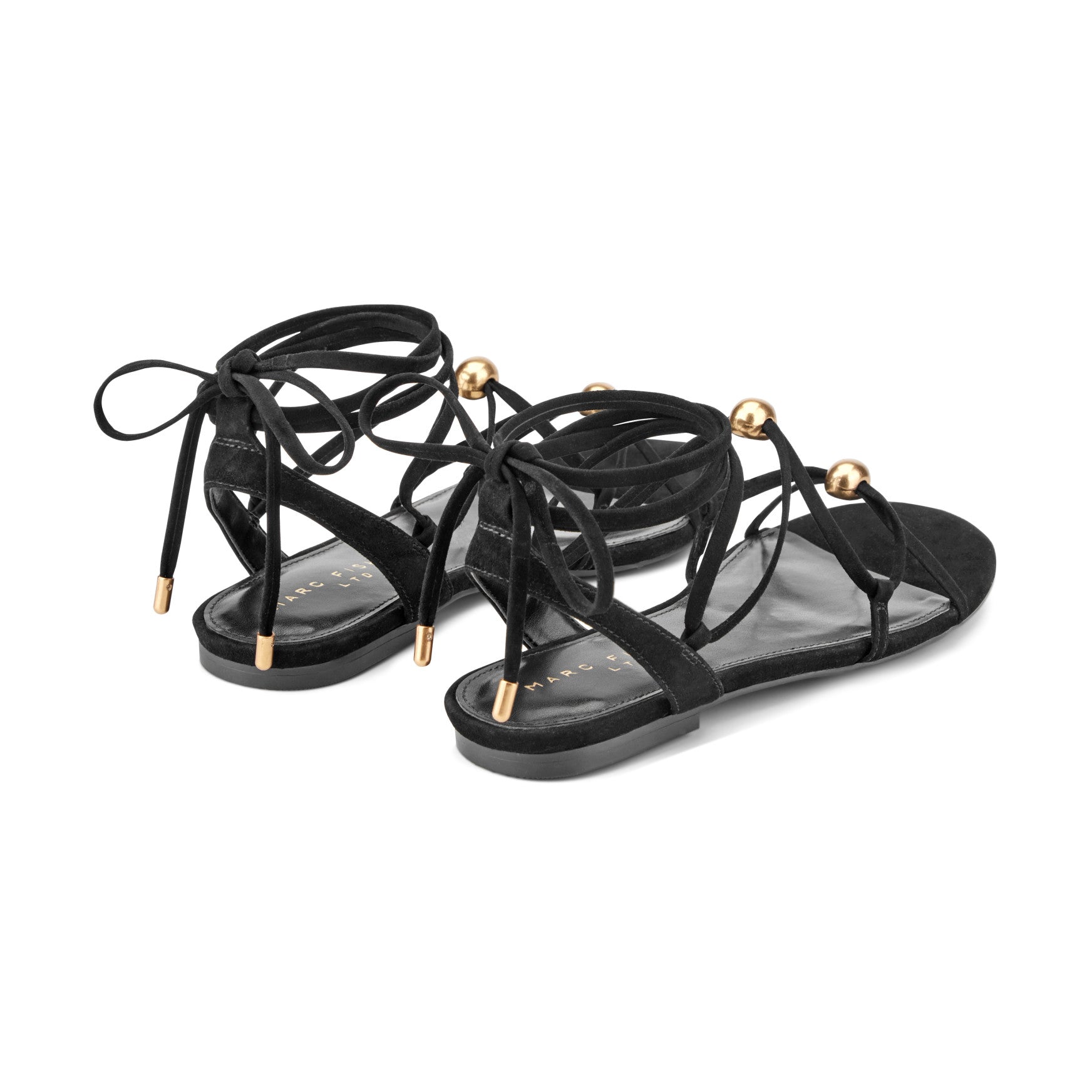 Ellan Ankle Wrap Leather Sandal - Black Suede / Marc Fisher Sale