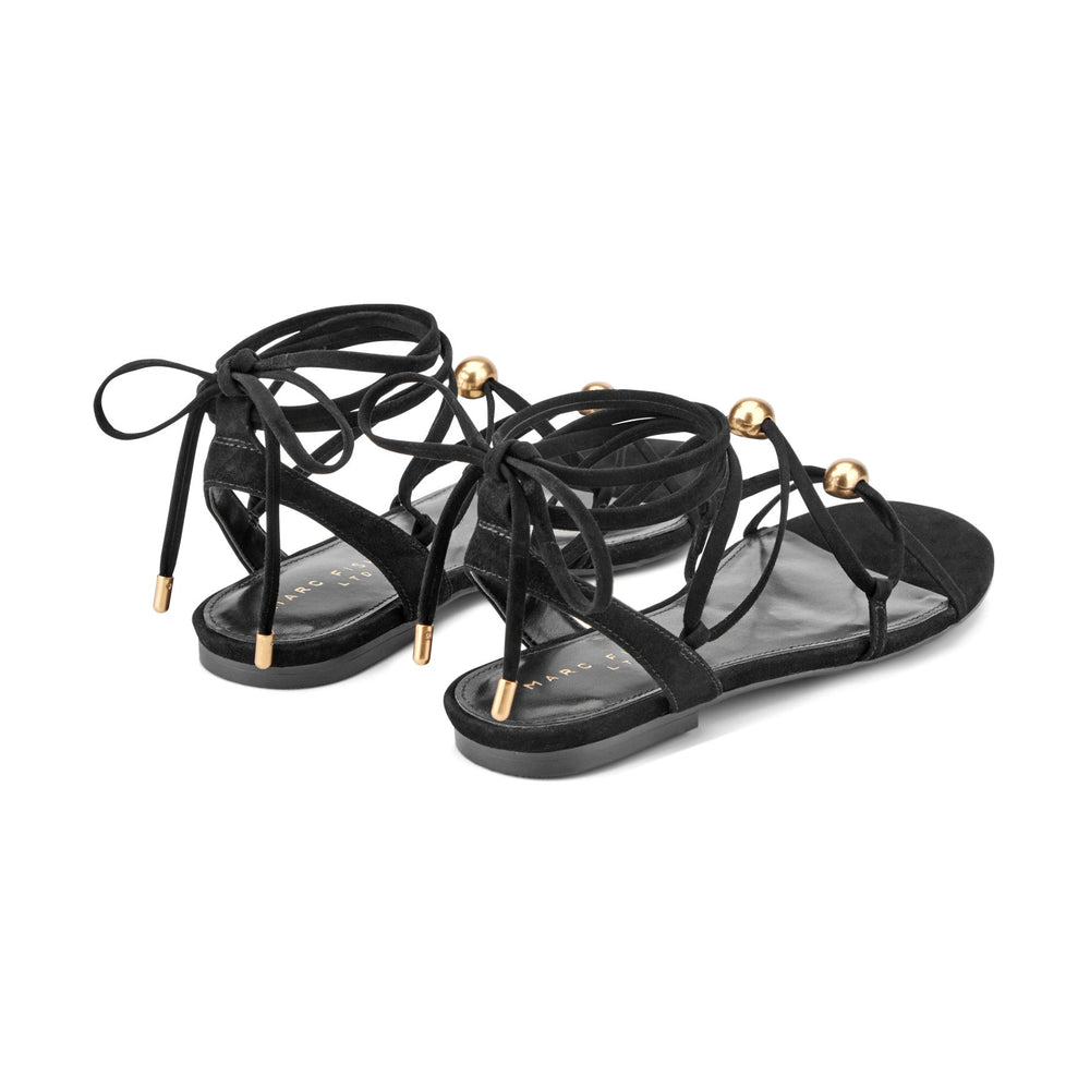 Ellan Ankle Wrap Leather Sandal - Black Suede / Marc Fisher Sale