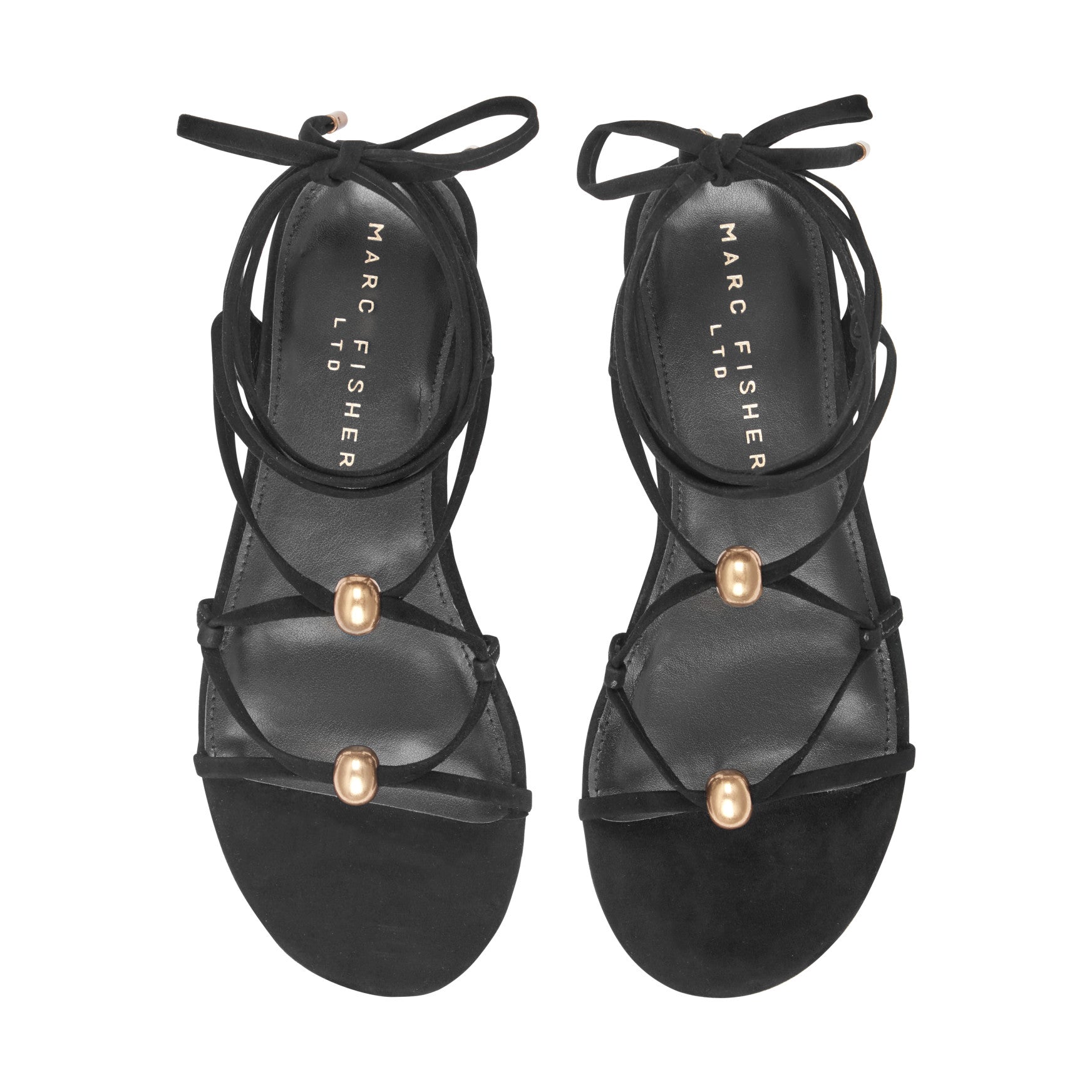 Ellan Ankle Wrap Leather Sandal - Black Suede / Marc Fisher Sale